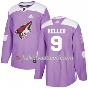 Miesten NHL Arizona Coyotes Pelipaita Clayton Keller 9 Adidas 2017-2018 Violetti Fights Cancer Practice Authentic